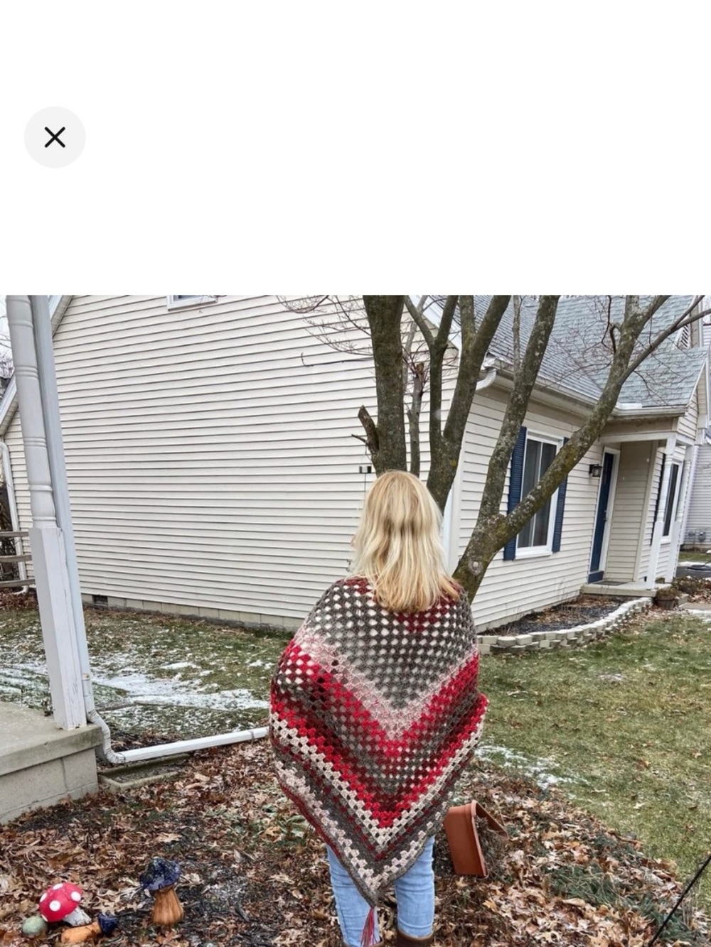 Cozy Crochet Open-Front Women’s Sweater Cardigan - Red, Gray & Cream